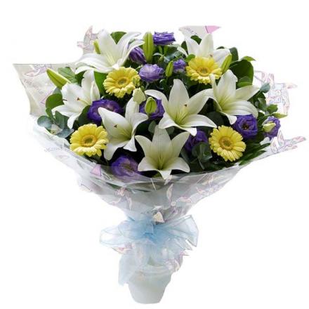 Bouquet in White-Purple-Yellow