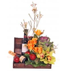 Flower arrangement with wines