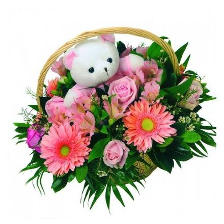 Καλαθάκι με λουλούδια για κοριτσάκι (Cy)