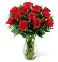 12 roses in vase - HAPPY ANNIVERSARY