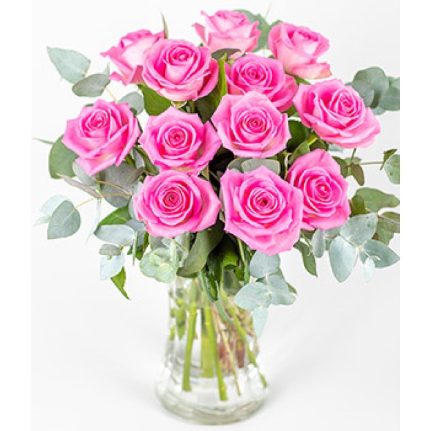 12 Ροζ Τριαντάφυλλα  Μπουκέτο  (UK)