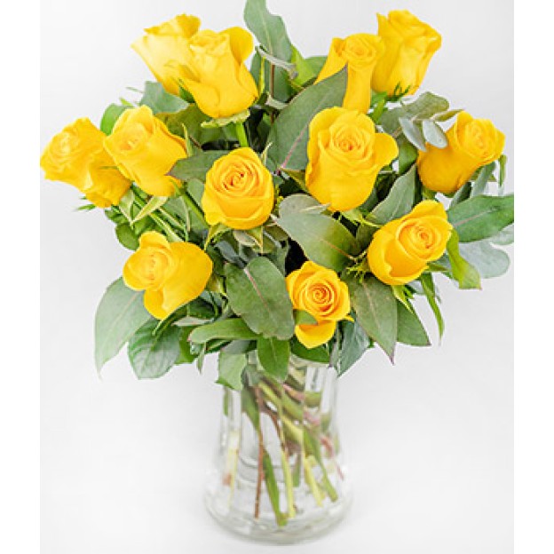 12 Κίτρινα Τριαντάφυλλα  Μπουκέτο  (UK)