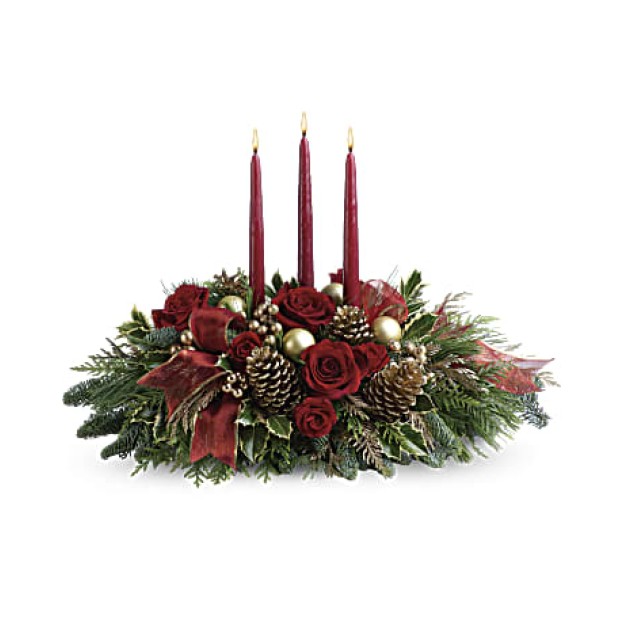 Centerpiece Χριστουγέννων με 3 Κεριά 
