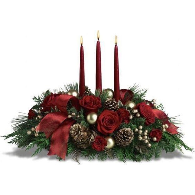 Centerpiece Χριστουγέννων με 3 Κεριά 